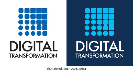 Digital transformation logo. The circles turn into squares