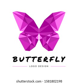 Digital transformation. Logo design. Polygonal color butterfly. vector