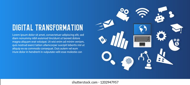 Digital transformation and new trend technology abstract paper art background. Artificial intelligence and big data concept. Business growth computer and investment industry 4.0 vector illustration