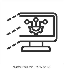 Digital Transformation Outline Icon Vector Illustration