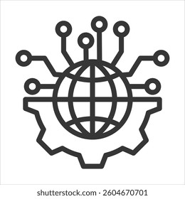 Digital Transformation Outline Icon Vector Illustration