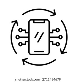 Digital Transformation Outline Icon Vector Illustration