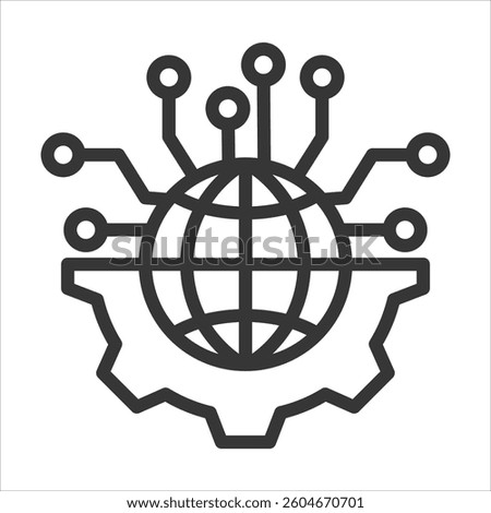 Digital Transformation Outline Icon Vector Illustration