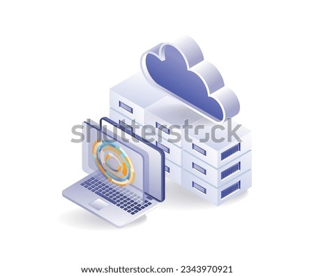 Digital transformation portal button isometric illustration