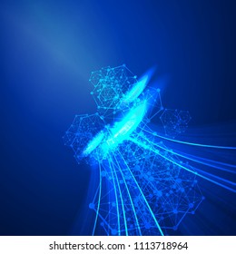 digital transformation quantum computer concept globe network connect space communication. vector illustration background.