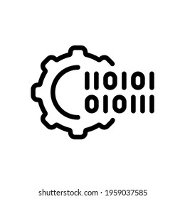Digital transformation, simple gear, technology icon. Black icon on white background