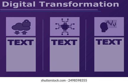 Digital Transformation slide template design for digital business presentation presentation, purple gradient print, Digital Master Plan, digital footprint