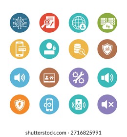 Transformación digital y conjunto de iconos de Tecnología inteligente
