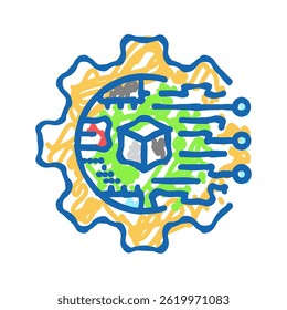 digital transformation tech doodle icon sketch vector. digital transformation tech sign. isolated symbol illustration