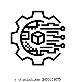 digital transformation tech line icon vector. digital transformation tech sign. isolated contour symbol black illustration