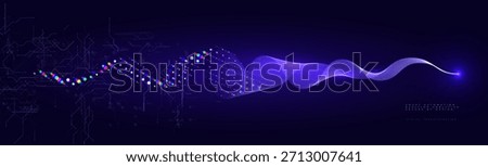 Digital Transformation Technology Halftone Wave Line Background, Data Science Ai Abstract Blue Flow Tech Pattern, Audio Sound Signal, Business Analytics Transform Process BG. Vector Illustration