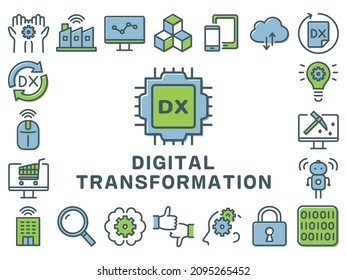 Digital transformation vector colorful icon frame.