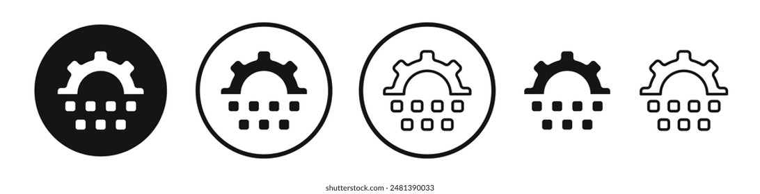 Digital transformation vector icon set in black and white color.