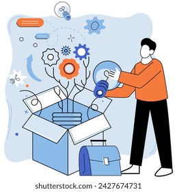 Digital transformation vector illustration. Cyberspace is canvas for art digitalization The internet is river flowing through landscape development Futuristic solutions emerge in dance digital