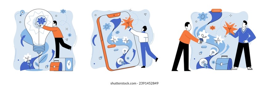 Digital transformation vector illustration. Smart management is compass in sea digitization Business sails waves online progress and cyber solutions Tech evolution is heartbeat digital transformation