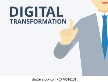 Digital transformation vector. Management and business concept. Businessman icon. Flat illustration. - Powered by Shutterstock - Get 15% off with code: PIKWIZARD15