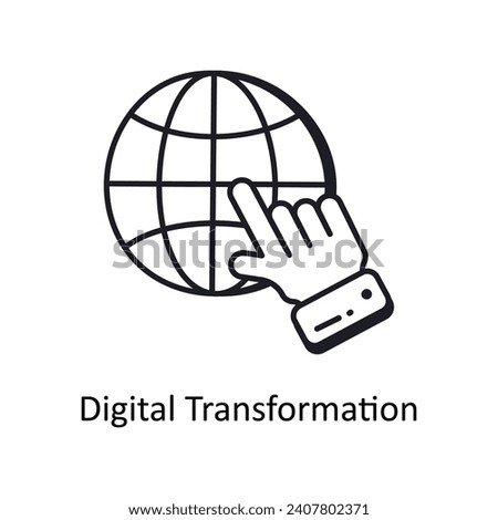 Digital Transformation vector outline doodle Design illustration. Symbol on White background EPS 10 File 