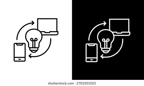 Design do conjunto de ícones brancos de transformação digital