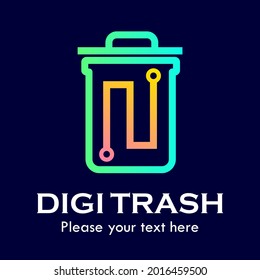 Digital trash can logo template illustration