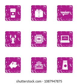 Digital treatment icons set. Grunge set of 9 digital treatment vector icons for web isolated on white background
