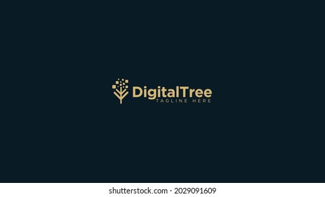 Digital Tree Concept Logo Design . 