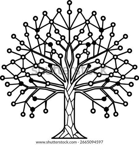 Digital Tree Illustration Symbolic of Technology Innovation and Network Connectivity with Integrated Circuits and Nodes Representing Growth and Interconnections