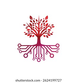 Árvore Digital da Vida Mesclando Natureza e Tecnologia em Harmonia Simbólica