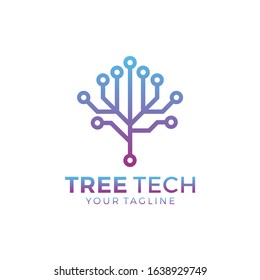 Digital Tree logo, Brain and tree design concept for education learning and technology business company.