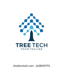 Digital Tree logo, Brain and tree design concept for education learning and technology business company.