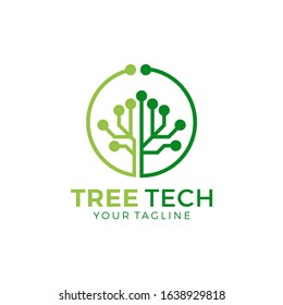 Digital Tree logo, Brain and tree design concept for education learning and technology business company.