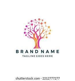 digital tree logo connect technology design icon vector illustration