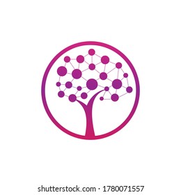 Digital Tree logo design. Technology, nature, wireless, internet, network  vector logo template