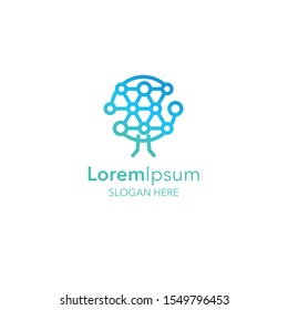 Digital tree logo design template on white