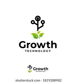 Digital tree logo designs concept vector, Growth Tech Tree Logo symbol vector