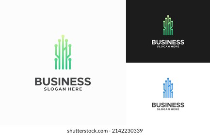 Diseños de logotipos de árbol digital vectores de concepto, plantilla de logotipo de tecnología de árbol moderno, icono de símbolo de logotipo