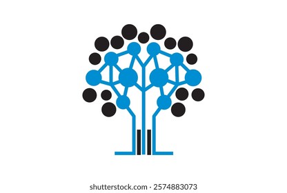 Digital Tree logo designs concept Modern Tree tech Brain connection logo vector icon