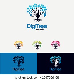 Digital Tree Logo Designs Template