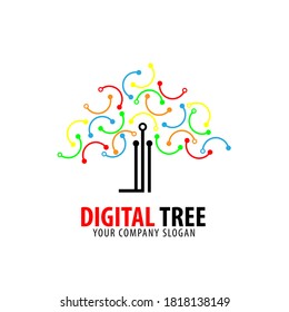 digital tree logo vector design