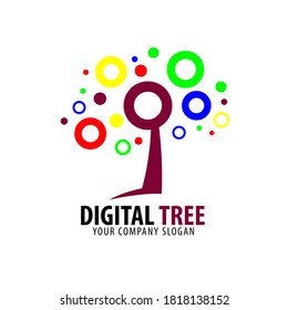 digital tree logo vector design