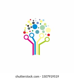 Digital Tree logo,tree design concept for education learning and technology business company.