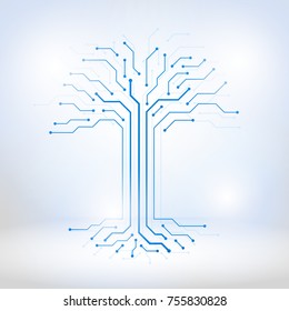 Digital tree made of circuits, conceptual illustration, Abstract background