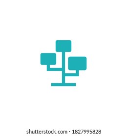 digital tree - modern logo of a tree with squares on each branch