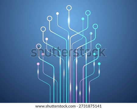 Digital Tree Network Concept with Futuristic Global Data circuit board lines Connection Vector illustration Design Concept Representing Neural Connections, Artificial Intelligence(AGI), Visualization.
