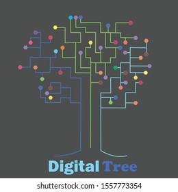 digital tree simple vector flat design