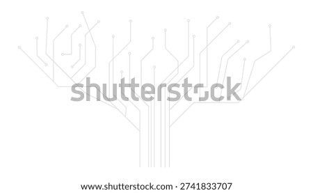 Digital Tree Structure with Circuit Lines and Nodes on White Keywords digital, tree, structure, circuit, lines, nodes, technology, network, connection, data, communication, electronic, schematic.eps