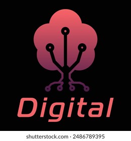 digital tree tech bio logo