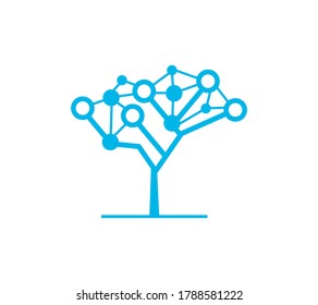 Digital tree - vector business logo template concept illustration in flat style. Electronic graphic design. Stock illustration