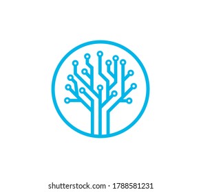 Digital tree - vector business logo template concept illustration in flat style. Electronic graphic design. Stock illustration