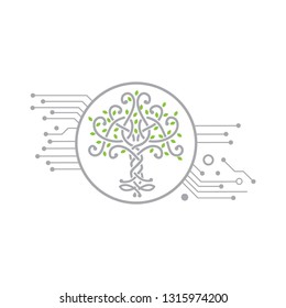 digital tree, vector illustration