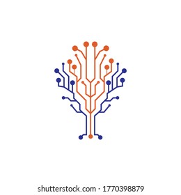 Digital Tree vector logo design. Technology logo template design vector.